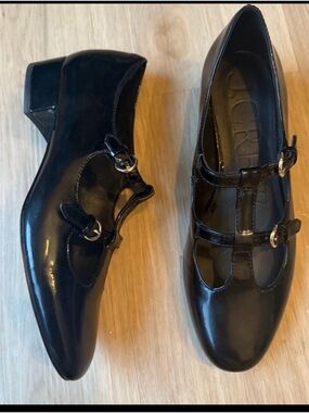 J. Crew Black Patent Leather Mary Jane T-Strap Heels